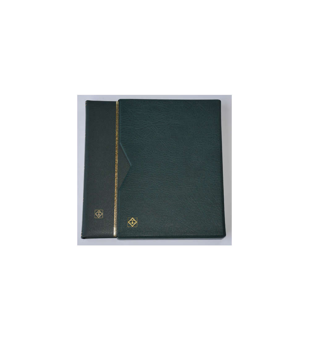 Leuchtturm Premium 64 schwarze Seiten A4 Briefmarkenalbum Einsteckbuch wattierter Ledereinband mit Schutzkassette