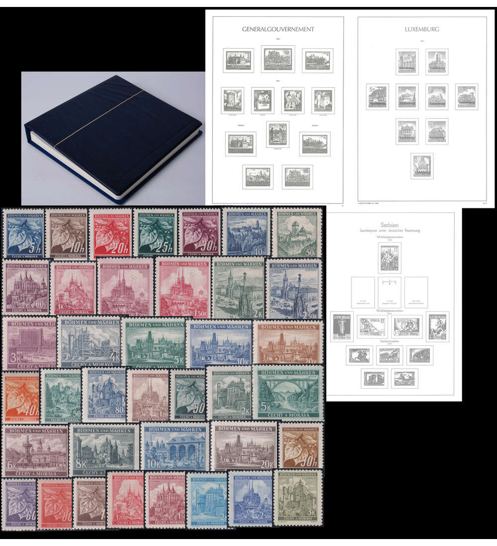 Leuchtturm - Vordruckalbum Dt. Besetzung, Bhmen u Mhren Lindenzweig und Landschaften