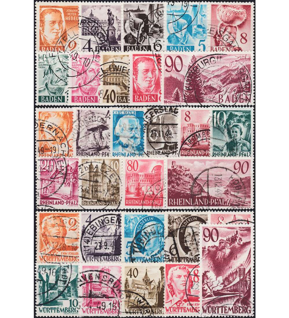 SET: Franz�sische Zone - Die guten Freimarken-S�tze gestempelt