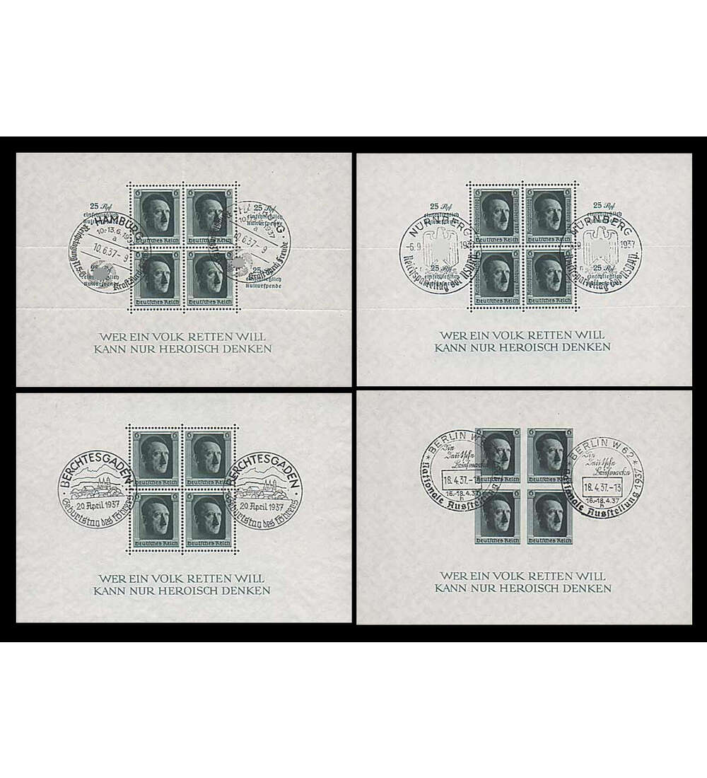 SET: Deutsches Reich Block 7,8,9,11 gestempelt