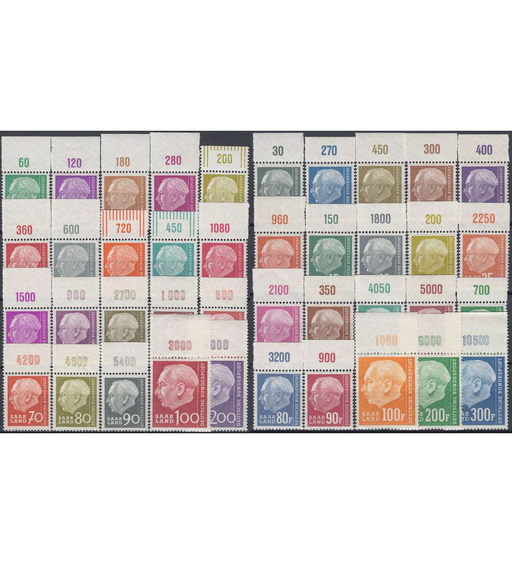 SET: Saarland postfrisch ** Nr. 380-399+409-428 Oberrand