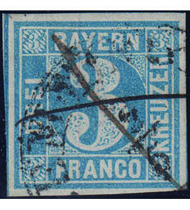 Bayern Nr. 2 I a mit Federzug und Stempel geprft