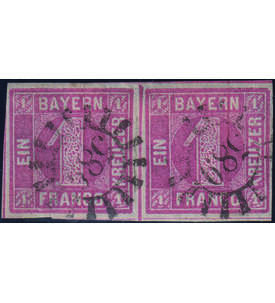 Bayern Nr. 3 I b waagerechtes Paar gestempelt geprft Brettl