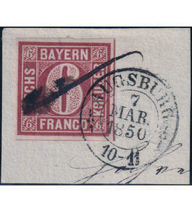 Bayern Nr. 4 I  Mit Federzug und Zweikreisstempel auf Briefstck. Michelwert: 200,-!