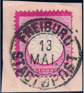 Dt. Reich Nr. 25 auf Abschnitt, seltener Stempel Dt. Reich Nr. 25  gestempelt auf Abschnitt, seltener Stempel