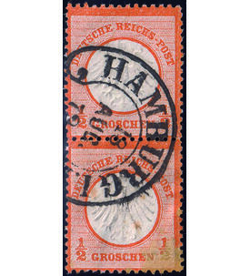 Dt. Reich Nr. 14 senkrechtes Paar mit Hufeisenstempel von Hamburg I. A.