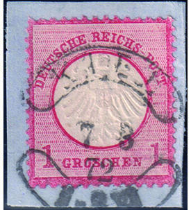 Dt. Reich Nr. 4  auf Abschnitt mit Hufeisen-/Wurststempel