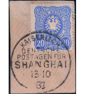 Dt. Post in China Nr. V 42 c  gestempelt auf Abschnitt