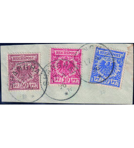 Dt. Post in China gestempelt 3 Vorl�ufer  auf Abschnitt