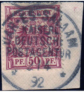 Deutsch-Ostafrika  Nr. VO 50 d  gestempelt auf Abschnitt