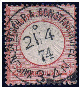 Dt. Post in der T�rkei Nr. V 21 a gestempelt