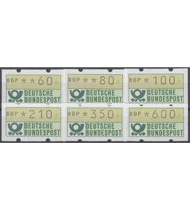 BRD ATM1.1 hv VS8 post. mit Nr 60/80/100/210/350/600 Pfg. DBP normal/weier Gummi
