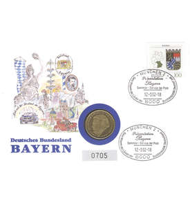 Numisbrief Bayern mit vergoldeter 2 DM-Mnze