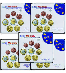 BRD-Euro-Kursmünzensätze 2002 ADFGJ - STEMPELGLANZ