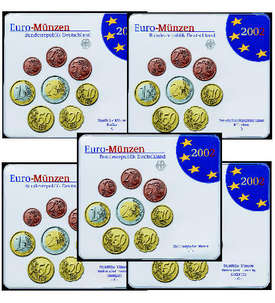 BRD-Euro-Kursmnzenstze 2002 ADFGJ - STEMPELGLANZ