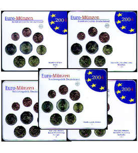 BRD-EURO-Kursmünzensätze 2004  ADFGJ - STEMPELGLANZ