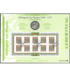   BRD Bund Numisblatt 2/1998 Hildegard von Bingen