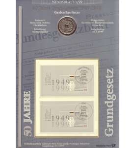 BRD Bund Numisblatt 1/1999 50 Jahre Grundgesetz