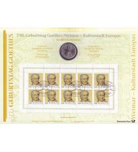   BRD Bund Numisblatt 3/1999 250. Geburtstag Goethe