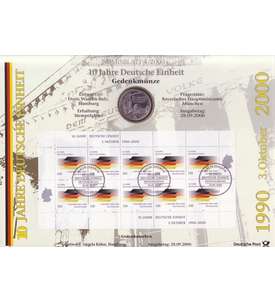 BRD Bund Numisblatt 4/2000 10 Jahre Deutsche Einheit