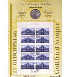 BRD Bund Numisblatt 6/2003 - 200. Geburtstag Semper