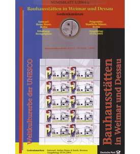 BRD Bund Numisblatt 1/2004 - Bauhausstätten Weimar