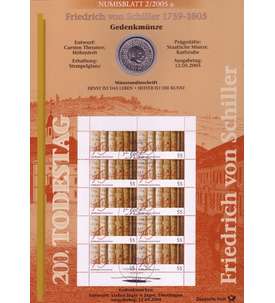 BRD Bund Numisblatt 2/2005 - 200. Todestag von Schiller