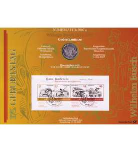 BRD Bund Numisblatt 3/2007 - 175. Geburtstag Wilhelm Busch