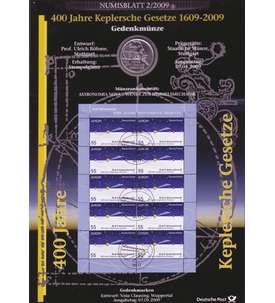 BRD Bund Numisblatt 2/2009 - 400 Jahre Keplersche Gesetze