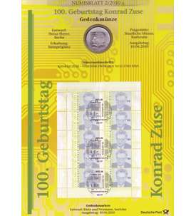 BRD Bund Numisblatt 2/2010 - 100. Geburtstag Zuse