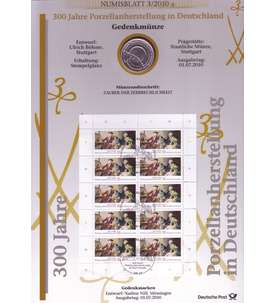 BRD Bund Numisblatt 3/2010 - 300 Jahre Porzellanherstellung