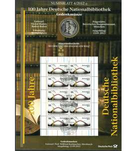 BRD Bund Numisblatt 4/2012 100 Jahre Deutsche Nationalbibliothek