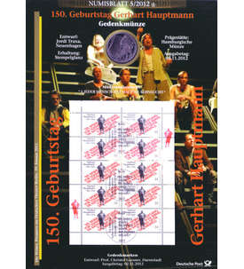 BRD Bund Numisblatt 5/2012 150. Geburtstag Gerhart Hauptmann