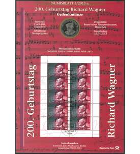 BRD Bund Numisblatt 3/2013 200. Geburtstag Richard Wagner