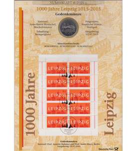 BRD Bund Numisblatt 4/2015 1000 Jahre Leipzig