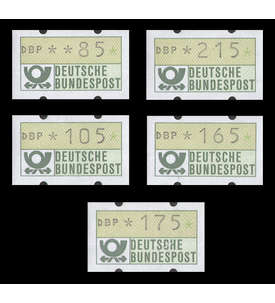 BRD Bund ATM1.1 hu VS7 postfrisch ** mit Nr 85/105/165/175/215 Pfennig DBP normal/gelber Gummi