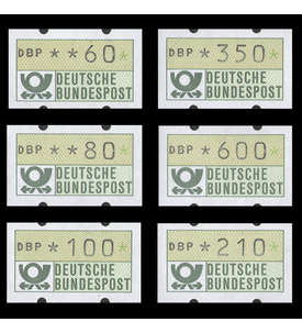 BRD Bund ATM1.1 hu VS8 postfrisch ** 60/80/100/210/350/600 Pfennig DBP normal/gelber Gummi