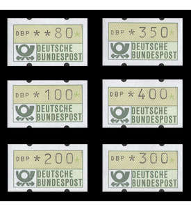 BRD Bund ATM1.1 hu VS9 postfrisch** mit rckseitiger Nummer 80/100/200/300/350/400 Pfennig DBP normal/gelber Gummi