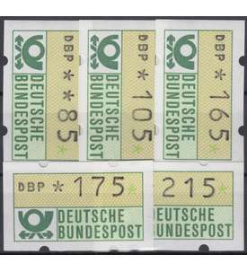 BRD Bund ATM 1.1 hv VS7 postfrisch ** 85/105/165/175/215 Pfennig DBP normal/weier Gummi