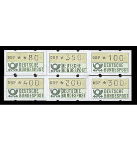 BRD Bund ATM1.2 hu VS9 postfrisch ** 80/100/200/300/350/400 Pfennig DBP fett/gelber Gummi