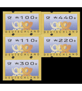 BRD Bund  ATM3.3 VS3 postfrisch ** mit rckseitiger Nr. 100/110/220/300/440 Pfennig Posthorn+Wertziffern mager