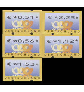 BRD Bund ATM4 VS2 postfrisch ** mit rckseitiger Nr. 051/056/112/153/225 Cent