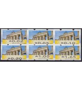 BRD Bund ATM 6 VS4 postfrisch ** 002/005/010/020/100/165 Cent Brandenburger Tor