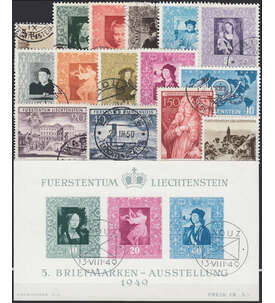 Liechtenstein 1949 gestempelt  Nr. 267-284 incl. Block 5