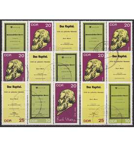 DDR ZD Nr. 1365-1367 gestempelt  Marx 1968                    WZd 192 - WZd 197, 6 Kombinationen