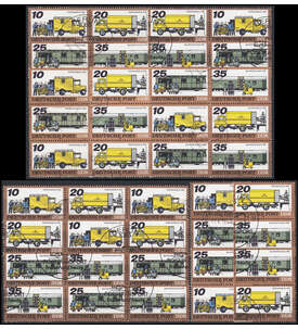 DDR ZD  Nr. 2299-2302 gestempelt Posttransport 1978 WZd 362 - SZd 156, 16 Kombinationen