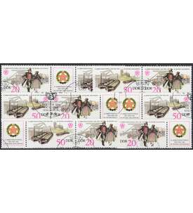 DDR ZD  Nr. 3028-3029 gestempelt Arbeiterfestspiele 1986 WZd 676 - WZd 681, 6 Kombinationen