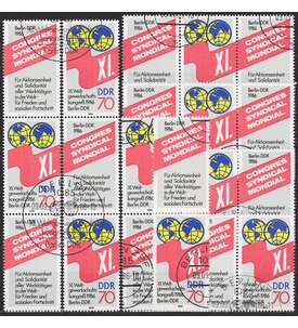 DDR ZD  Nr. 3049 gestempelt Gewerkschaftskongre 1986 WZd 688 - SZd 325, 8 Kombinationen