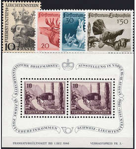 Liechtenstein 1946 postfrisch Nr. 247-251 Block 4
