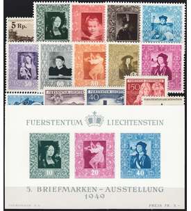 Liechtenstein 1949 postfrisch Nr. 267-284 Block 5